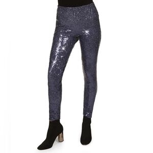 Tipsy Elves Blue Sequin Leggings Large Lined Stretch Party Holiday NWT